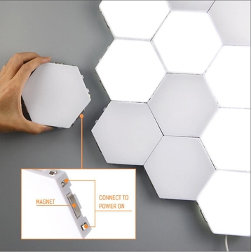 Hex LED White Night Light Panels Modern Quantum Smart Modular Touch Hexagon Wall Lights DIY Magnetic Lamp for Bedroom Decor