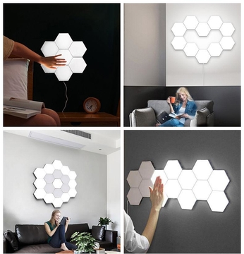 Hex LED White Night Light Panels Modern Quantum Smart Modular Touch Hexagon Wall Lights DIY Magnetic Lamp for Bedroom Decor