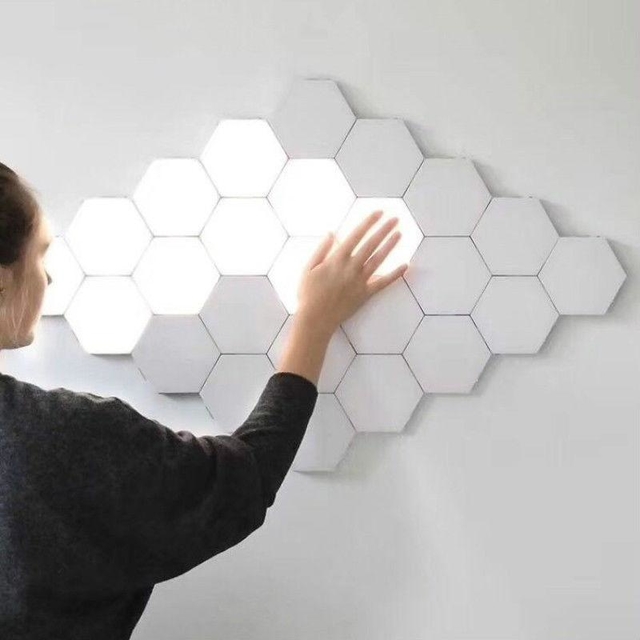 Hex LED White Night Light Panels Modern Quantum Smart Modular Touch Hexagon Wall Lights DIY Magnetic Lamp for Bedroom Decor